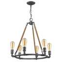 Farmhouse Chandeliers Rustic Round Wagon Wheel 8-Light Fixture for Dining & Living Room, Bedroom and Foyer (Brown)