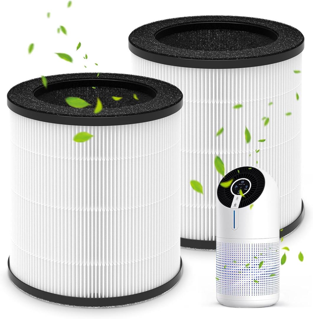 M02 Replacement Filter Only Compatible with MOOKA M02 Air Purifier, 3-in-1 Pre-Filter, HEPA, High-Efficiency Activated Carbon Filter Filtration System, 2 Pack