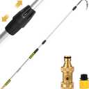 POOPLE Gutter Cleaning Tools from Ground, 16FT Telescoping Pole (24FT Reach) - Heavy-Duty Zinc Alloy Head, 360 Spray Nozzle & Leak-Proof Kit, No Ladder Needed for Roof Gutters