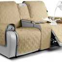 VANSOFY Loveseat Recliner Cover with Console 100% Waterproof Sofa Slipcovers Non-Slip Reclining Couch Cover Split Sofa Covers Furniture Protector for Pets, Dogs(Sand)
