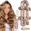Jumbo Heatless Hair Curler Set-Satin Heatless Curls Overnight, Jumbo Curling Rod Headband, No Heat Curlers To Sleep in (Beige)