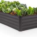 Plant & Plot Galvanized Raised Garden Beds Outdoor // 8×4×1 ft Planter Raised Beds for Gardening, Vegetables, Flowers // Large Metal Garden Box // Patented Tool-Free Design (Dark Gray)