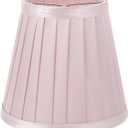 Beaupretty Clip On Lamp Shade, Small Pleated Lampshade, Pink Lamp Shade for Chandelier Table Lamp Decor