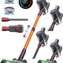 S8 Cordless Vacuum Cleaner, 500W/45KPA/40Mins Lightweight Stick Vacuum for Home, LED Display and Green Headlights, 6-Stages Filtration, Self-Standing Vacuum for Hard Floor, Carpet and Pet Hair (Yellow)