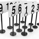 New Star Foodservice 27686 Ring Clip Table Number Card Holders, w/Number Cards, 1 to 25, Set of 12, 8-Inch, Black Stand
