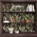 WESTICK Black Green Peel and Stick Wallpaper Floral Contact Paper for Walls Vintage Botanical Wallpaper for Bathroom Bedroom Living Room Accent Wall Removable Tropical Wallpapers Roll 17.5"x100"