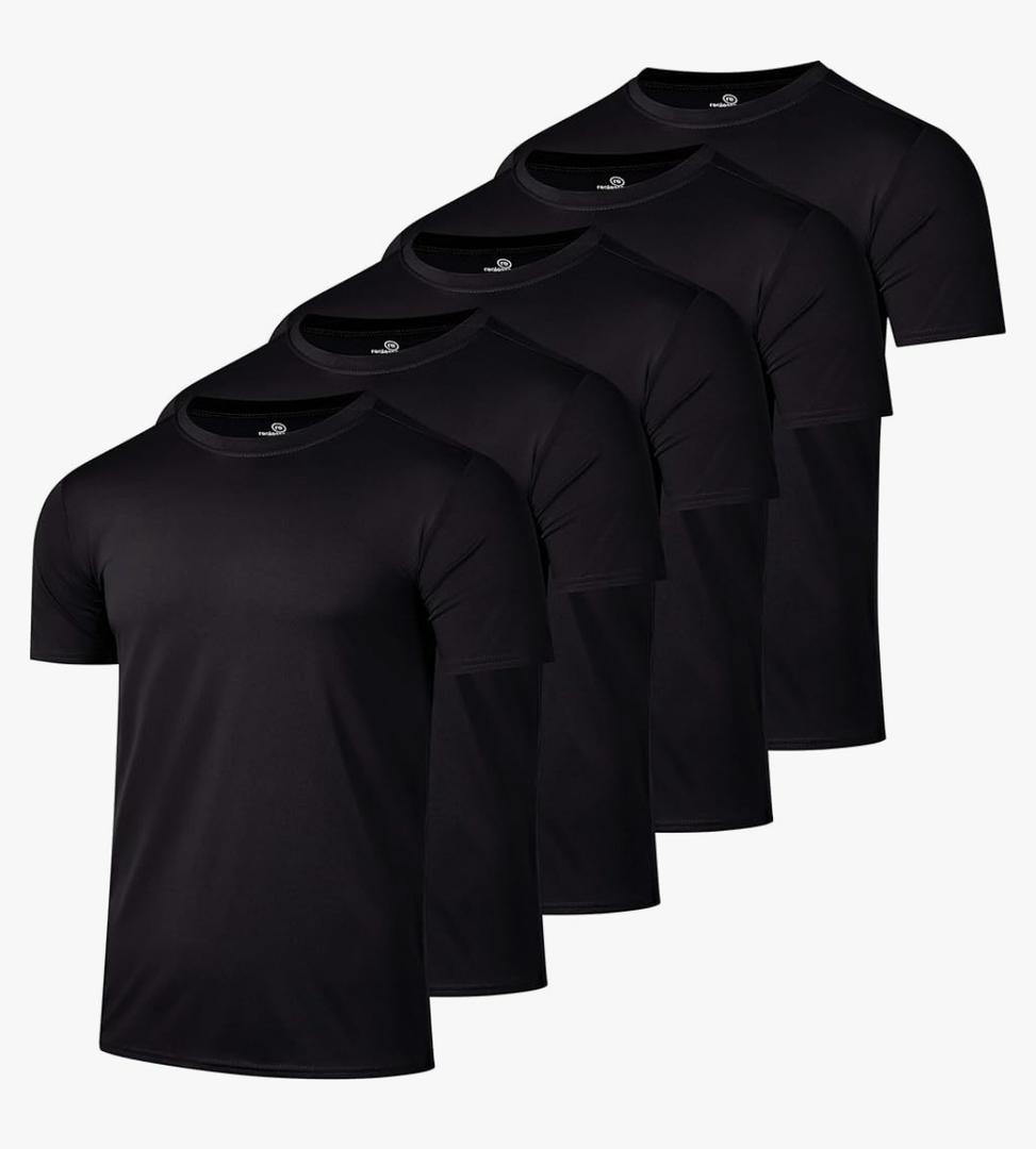 Real Essentials 5 Pack: Men’s Short Sleeve Dry Fit T-Shirts – Moisture Wicking Athletic Workout Gym Fitness Casual Tees Size 3XL