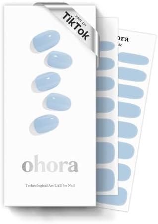 ohora Semi Cured Gel Nail Strips (N Cream Sky) - Blue, Solid, Works with Any UV/LED Lamps, Salon-Quality, Long Lasting, Easy to Apply & Remove - Includes 2 Prep Pads, Nail File & Wooden Stick ohora Semi Cured Gel Nail Strips (N Cream Sky) - Blue, Solid, Works with Any UV/LED Lamps, Salon-Quality, Long Lasting, Easy to Apply & Remove - Includes 2 Prep Pads, Nail File & Wooden Stick