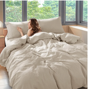 Shilucheng 100% Linen Queen Duvet Cover Set, Luxury Pure Natural French Flax Linen Duvet Cover with Zipper Closure & Corner Ties, Cooling Breathable Comforter Cover 3 Piece (Linen)