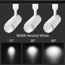 12W Zoomable Track Lighting Heads,H Type Track Light Heads for Accent Retail Artwork,Dimmable LED H Track Lighting 4000K Daylight 110V,15 to 60 Beam Angle 4 Pack (White)