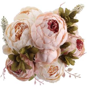 Duovlo Fake Flowers Vintage Artificial Peony Silk Flowers Wedding Home Decoration, Pack of 1 (Light Pink)