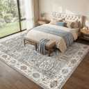 9x9 Square Area Rugs for Living Room Washable Rug Vintage Blue