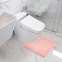 Pink Bathroom Rug Set of 2 Memory Foam Bath Mat and U-Shaped Contour Toilet Rug Non Slip Washable Floor Mats Soft Absorbent Plush Microfiber Shower Tub Bathrug Blush,32"x20"+24"x20"