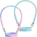 Lconvicely 2Pack Water Bottle Handle - Soft Silicone Water Bottle Holder, Sling, Lanyard Fits Most 8-40oz Water Bottles, Water Bottle Strap Compatible Stanley Cup, Blue+Colorful