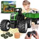 Peagprav Remote Control Tractor Toy with RC Trailer -23.6 Inches 1/16 Scale RC Monster Truck- 2.4GHz Toddlers Farm Vehicle Toys Set for Boys Girls Kids Ages 3-8 Year Old Birthday Gift, 12 inches x 4 inches x 5 inches