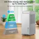 5000 Sq.Ft Energy Star Most Efficient 2024 Dehumidifier,DECIUU Max 100 Pint Dehumidifier for Basement with Drain Hose,Intelligent Humidity Control for Home Bathroom Garage Bedroom