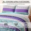 Xruibed Bohemian Quilt Set King,Purple Teal Boho Quilt Coverlet 3PCs Soft Microfiber Lightweight Bedspread with 2 Pillowcases for All Season (King Size 90"x104")