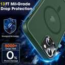 MOCCA Strong Magnetic for iPhone 13 Case, [Compatible with Magsafe][Screen Protector+Camera Lens Protector] Translucent Matte Back Slim Shockproof Case for iPhone 13 Phone Case 6.1", Midnight Green