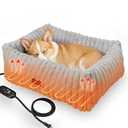 PETEMPO Heated Cat Bed Indoor, Pet Bed with 6 Temperature & 5 Timer Settings, Fluffy Cat Couch with Removable Machine-Washable Cover for Dogs Kitten Puppy in Winter, UL & FCC Certified, Medium, Grey