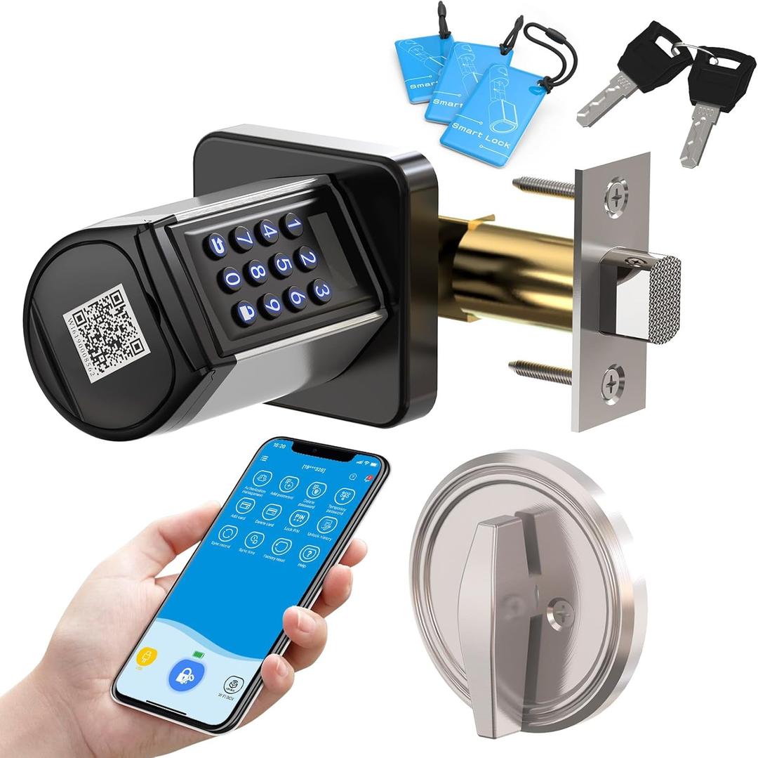 WELOCK Smart Deadbolt Lock, Keyless Entry Door Lock for Front Door, Security WiFi Deadbolt with Keypad, App Control, Anti-Peeking Password, Easy Installation for Bedroom, Home, Apartment, Hotel, Garage