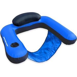 SWIMLINE ORIGINAL Fabric Covered U-Seat Inflatable Pool Lounger | With Comfortable Sling Seat, Back Rest, and Built In Cup Holder | For Pool, Beach, Lake, and More (Classic) SWIMLINE ORIGINAL Fabric Covered U-Seat Inflatable Pool Lounger | With Comfortable Sling Seat, Back Rest, and Built In Cup Holder | For Pool, Beach, Lake, and More (Classic)