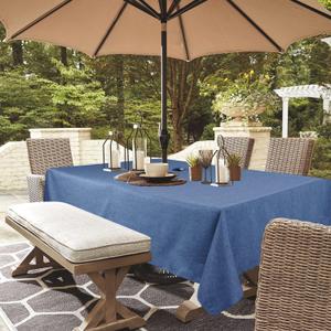 Outdoor Tablecloth Wrinkle-Free Stain Resistant Waterproof Polyester Fabric Table Cover with Zipper Umbrella Hole for Picnic/Party/Dinner/Patio Garden(60×84inch,Zippered,Denim Blue)