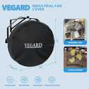 2 x VEGARD Wall Mounted Non Oscillating Fan Cover, Heavy-Duty 600D Oxford Cloth Waterproof & Dustproof for Industrial Indoor Outdoor Fans,Black, (Cover Only)
