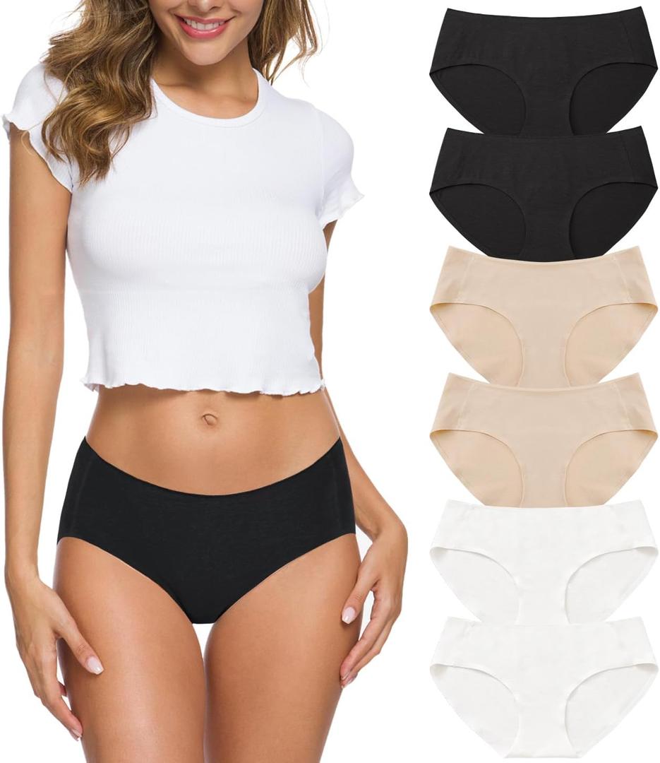 Wealurre Cotton Bikini Women's Breathable Panties Seamless Comfort Underwear (Large, B2/W2/A2)