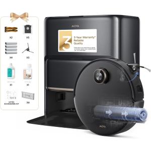 Mova Z60 Ultra Roller Complete Robot Vacuum and Mop, 28,000Pa Suction, 3.14in Obstacle Crossing, AutoShield for Carpet Protection, Zero Tangling Duobrush, Extendable Roller & Side Brush