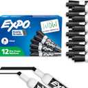 EXPO Low Odor Dry Erase Markers Black Chisel Tip for Versatile Lines Perfect for Home Classroom and Office Pack of 11