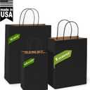 MESHA Gift Paper Bags Black 10x5x13 Inches 50pcs Medium Gift Bag with Handles, Bulk Black Kraft Paper Bag for Small Business Shopping Bags for Grocery,Wedding Party Favor