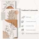 SERIMINO Boho Framed Wall Art Set of 3, Minimalist Wall Decor Living Room, Geometric Line Leaf Sun Moon Canvas Artwork Paintings for Bathroom, Home Decor Print, 12"x16" (Terracotta)