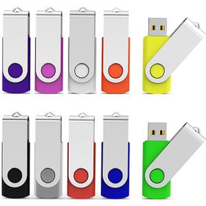 Aiibe 10 Pieces 32GB USB Flash Drive 10 Pack USB 2.0 Memory Stick Thumbdrives (Mix Colors : Black Blue Red Green Orange White Yellow Pink Purple Silver)