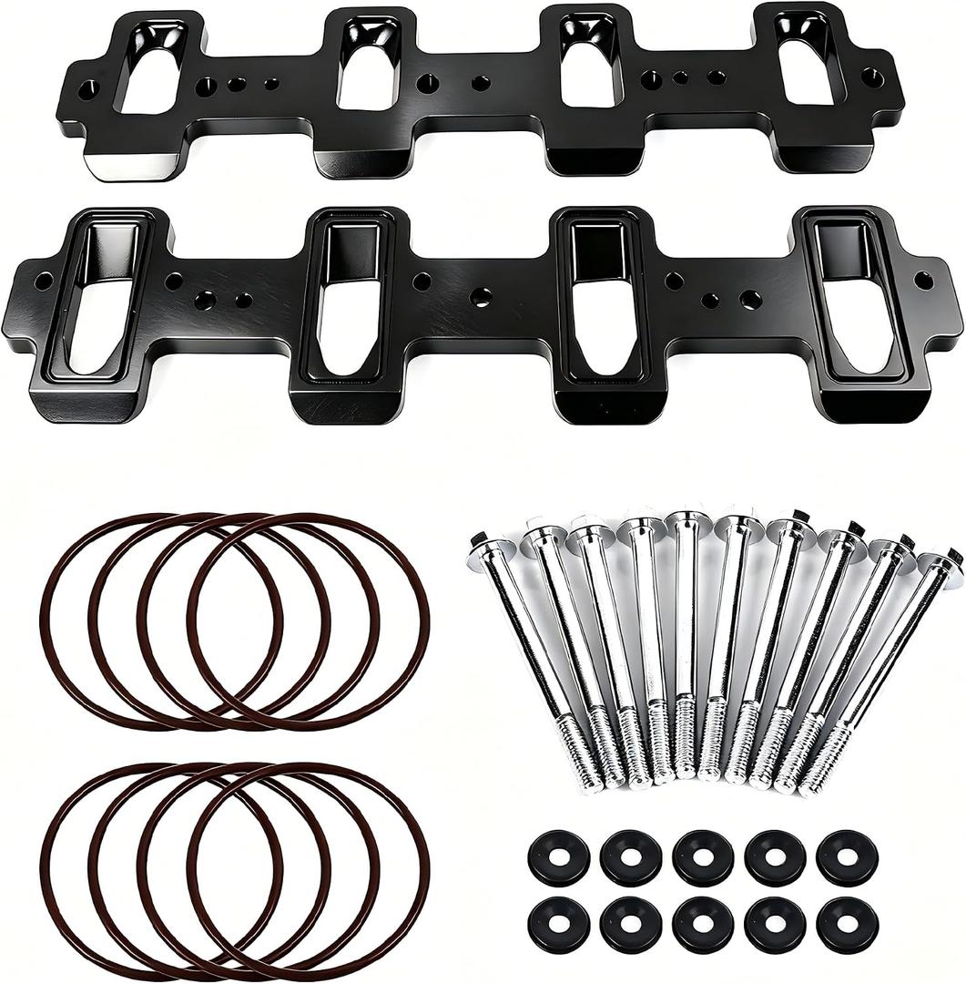 LS Cathedral Port To Rectangular Port Intake Manifold Adapter Plate 1/2 Inch Aluminum Fit LS1 LS2 LS6 Head To LS3 LSA ZL1 CTS-V Supercharger Conversion Kit Black