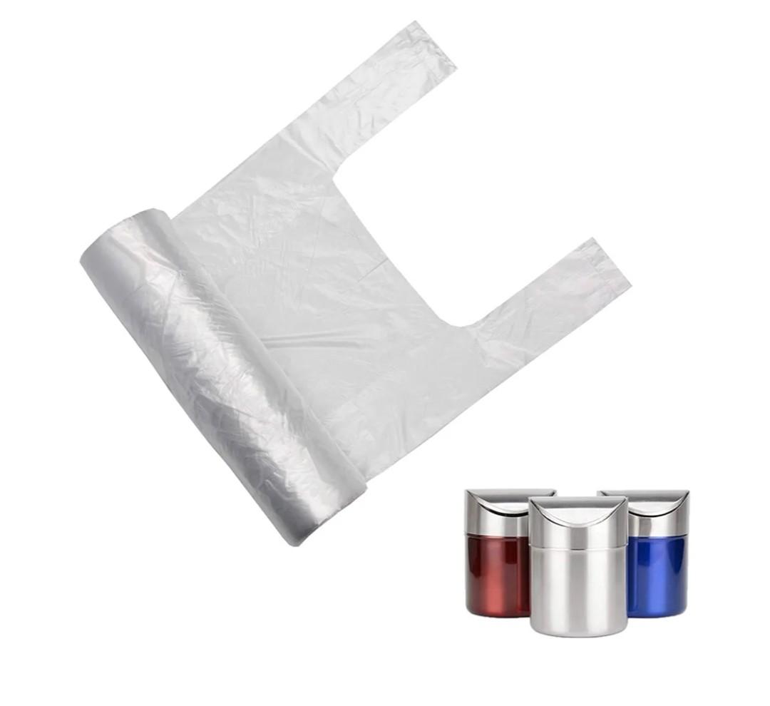 Mini Trash Bags 1.6 Liter/0.4 Gal- 200 Count Tiny Clear Trash Can Liners for Countertop, Desktop, Makeup & Kitchen Scrap Bags | Leakproof Small Plastic Bags with Handles