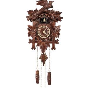 Cuckoo Clock, Black Forest Style Wooden Pendulum Quartz Wall Clock, Volume Control, Night Silent, Gift Package, Professional Service