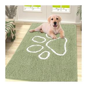 Chenille Bath Rug Entrance Door Mat Chenille Door Mat Outdoor Nonslip Dog Mat Bathroom Rug Bath Mat(Green)
