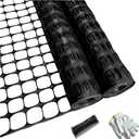 PotatoLife Plastic Mesh Fence Safety Fence, 2 Roll 4'x100' with 100 Zip Ties, Resuable Temporary Netting for Garden Fencing, Construction, Snow Fencing, Animal Barrier, Poultry, Deer, Patio, Black