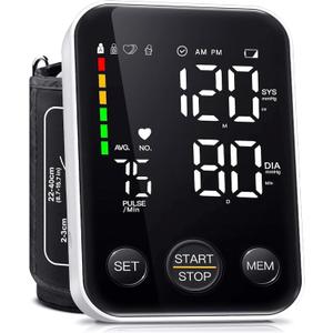Oklar Blood Pressure Monitor Upper Arm Monitors for Home Use BP Machine Sphygmomanometer with 2x120 Reading Memory Adjustable Arm Cuff 8.7"-15.7" Large Display with LED Background Light Storage Bag