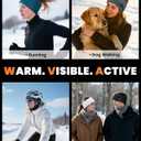 Winter Headbands for Women & Men, Reflective Fleece Ear Warmers, Non-Slip Sports Headbands for Running, Cycling, Skiing, Hiking and Daily Wear, Navy Blue (Blue)