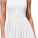 ATTRACO Women Tennis Dresses Ribbed Polo Golf Dress Half Zip Pleated Workout Dress with Built in Shorts and Bra, XL