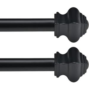 Thestoa Splicing Curtain Rods for Windows 30-46 Inch, 5/8" Diameter Black Curtain Rods 2 pack for Bedroom, Living Room, Outdoor