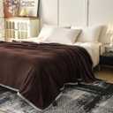 Fleece Bed Blankets Throw Size - Soft Lightweight Plush Fuzzy Cozy Luxury Blanket Microfiber Throw for Couch Bed,All-Season Breathable,40x60 Inches (Brown)