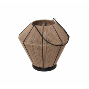 10.7 IN Metal And Jute Lantern