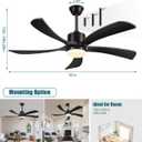 52" Ceiling Fans With Light and Remote 5 Wood Blades Modern Fan Matte Black