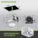 Homewerks 7117-02-HW Bathroom Fan Integrated LED Light Ceiling Mount Exhaust Ventilation 1.5 Sones 80 CFM, Frosted