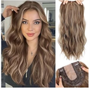 HAIRCUBE 20 inch Wavy Hair Toppers for Women Heat Resistant Fibre Synthetic 6 * 6 inch Base Toppers for Women with Thinning Hair(Ombre Blonde Brown)