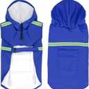 Pet Dog Raincoat Water Repellent Reflective Lightweight with Adjustable Hood for Small Medium Large Dogs (Blue,L)