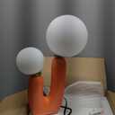 Modern Orange Cactus Shape 2 Lights Table Lamp Mushroom White Milk Globe Glass Table Light Cute Dimmable Resin Light Fixtures for Bedroom Living Room Childrens Room Kids Room Corner