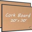 2-Pack Cork Board Bulletin Board 20 x 30, Black Aluminium Framed Corkboard, Office Board for Wall Cork, Large Wall Mounted Notice Pin Board with 32 Push Pins for School, Home & Office